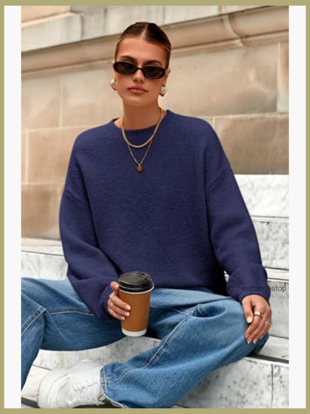 Oversized Chunky Knit Pullover Sweater Long Sleeve Crewneck - Picture 3 of 7